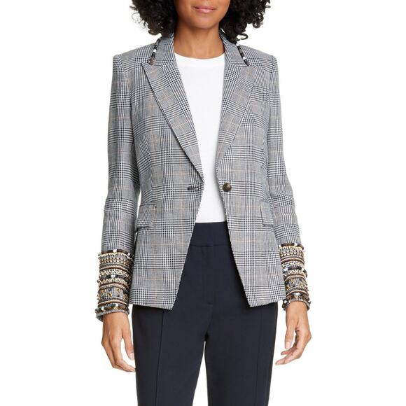 Veronica Beard Bronley Dickey Jacket Blazer Grey Plaid Career Office Womens 14 - Picture 1 of 8